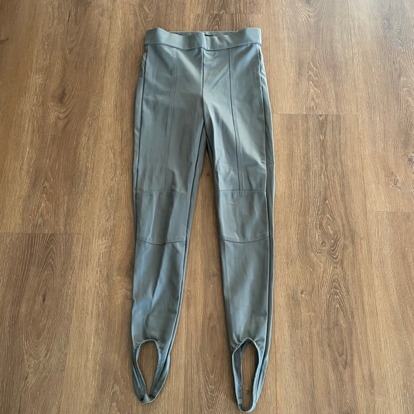 Zara Stirrup Leggings Gray Panel‎ Detail Athleisure Tights Size M - Picture 1 of 4